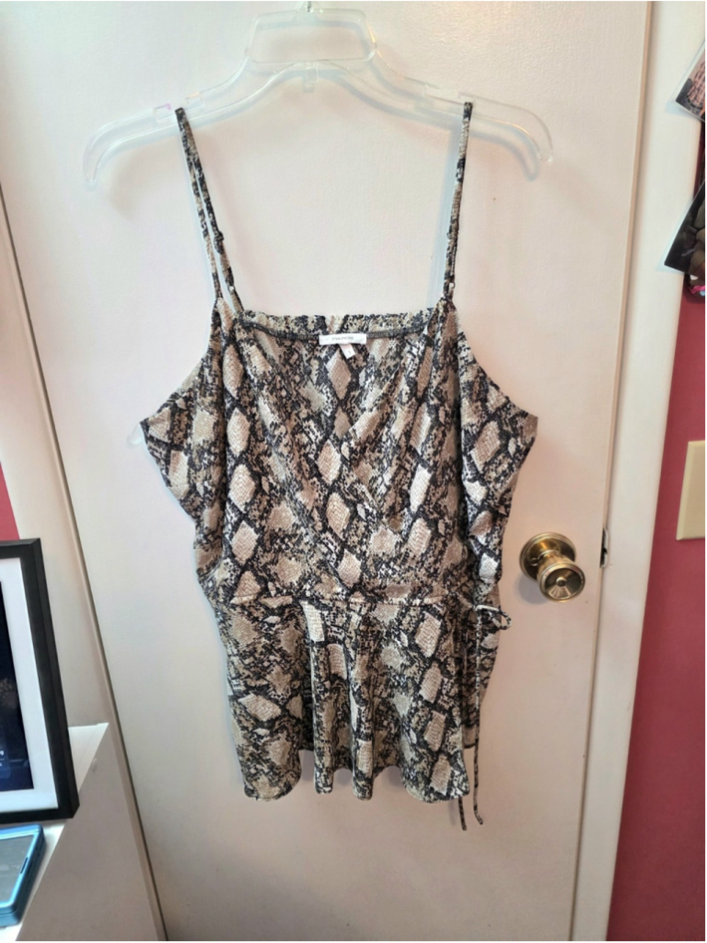 Maurices Womens Snake Skin Print Adjustable Spaghetti Strap Blouse Size 1X